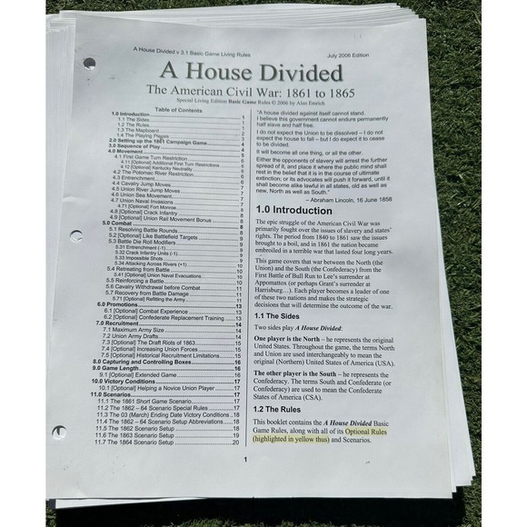 A House Divided American Civil War 1861-1865 Board Game Phalanx Rare Complete? - Picture 14 of 16